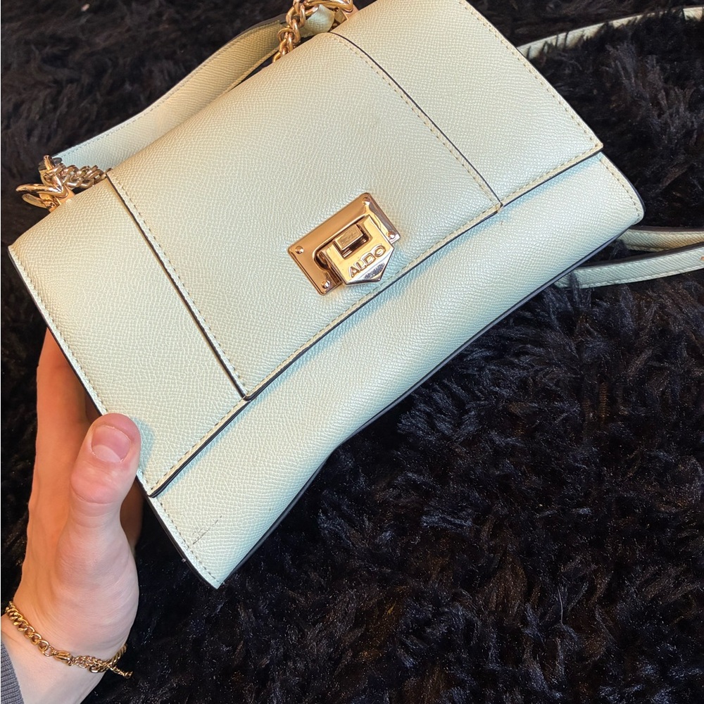 ALDO Cream Crossbody with Gold-Tone Chain and Turn-Lock